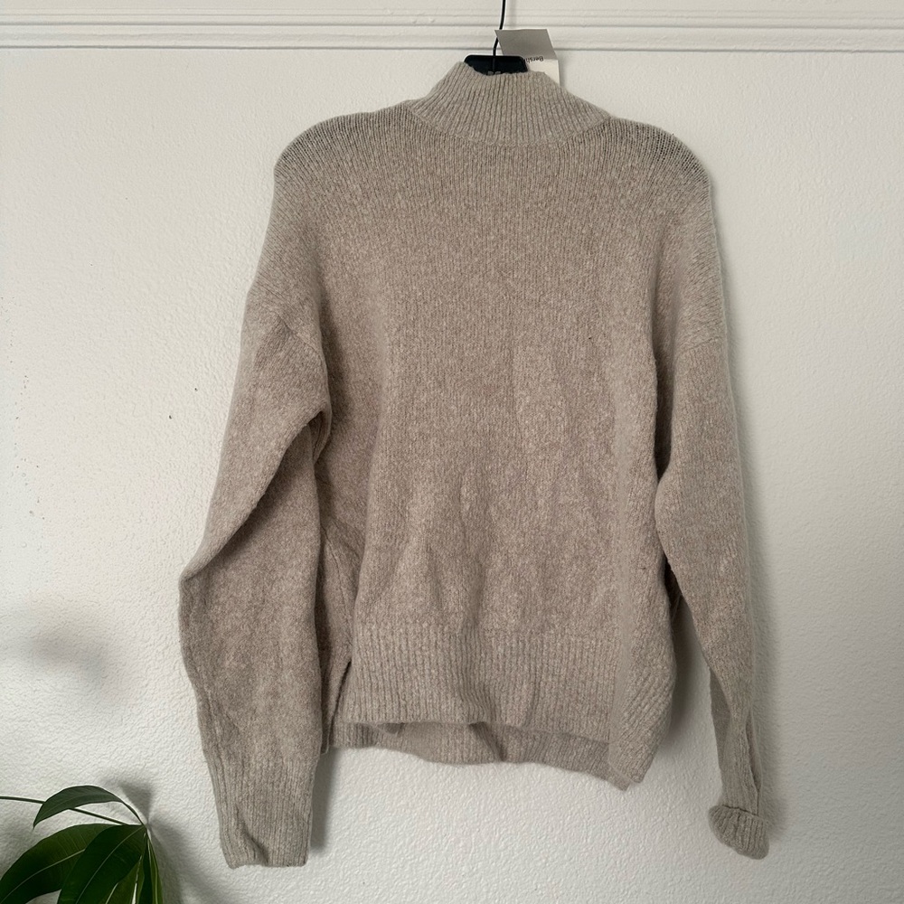 NWT Bershka Beige Grey Turtle Soft High Neck Sweater - Picture 3 of 4